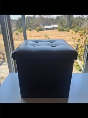 Grey Tufted Square Storage Ottoman